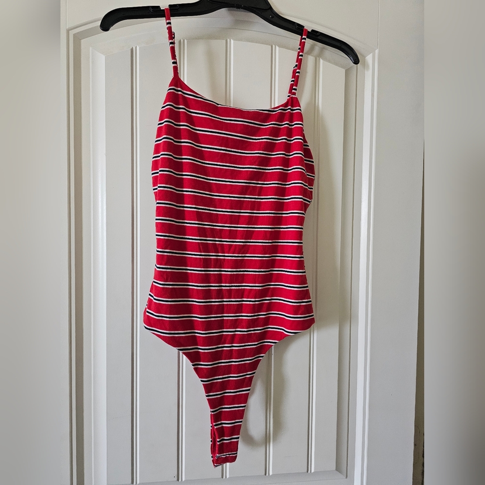 Red and White Striped Bodysuit